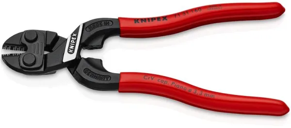Knipex KNIPEX CoBolt® S Kompakte Bolzenschneider mit Aussparung in der Schneide, schwarz atramentiert, mit Kunststoffüberzug 160 mm