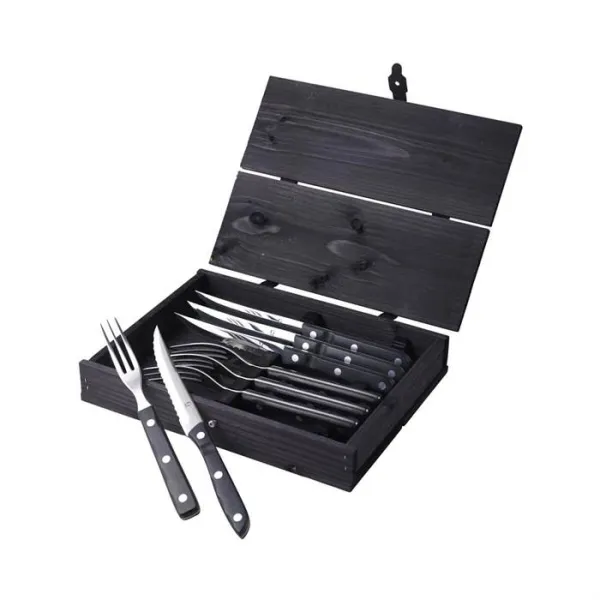 Gense Old Farmer Steak-/Grillbesteck 8-teilig - Schwarz/Stahl