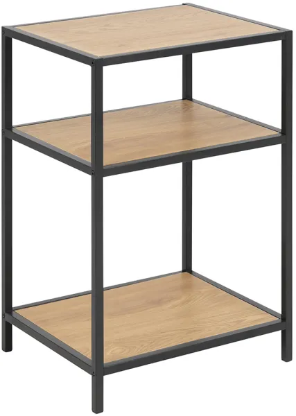 ACT NORDIC Seaford Nachttisch - natur/schwarz Papier Wildeiche/Metall, mit 2 Regalen