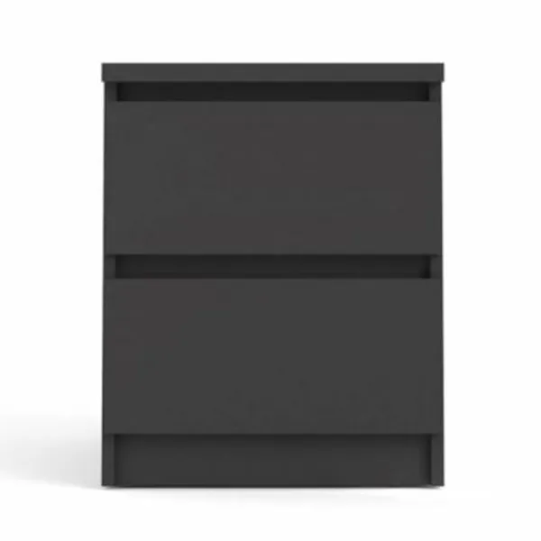 TVILUM Naia Nachttisch, mit 2 Schubladen - schwarze Folie und Kunststoff (40,4x50)